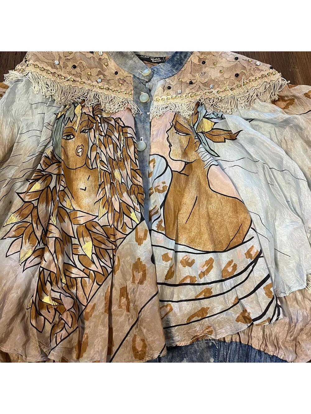 Michele Pour Maick Harold Paris Designer fairy-core vintage lace bomber - Picture 2 of 5